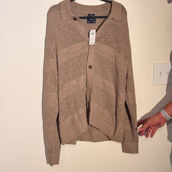 NWT Abercrombie | Men's Cropped Crochet-Style Shirt Jacket Fall Cardigan XXLT - Picture 6 of 6